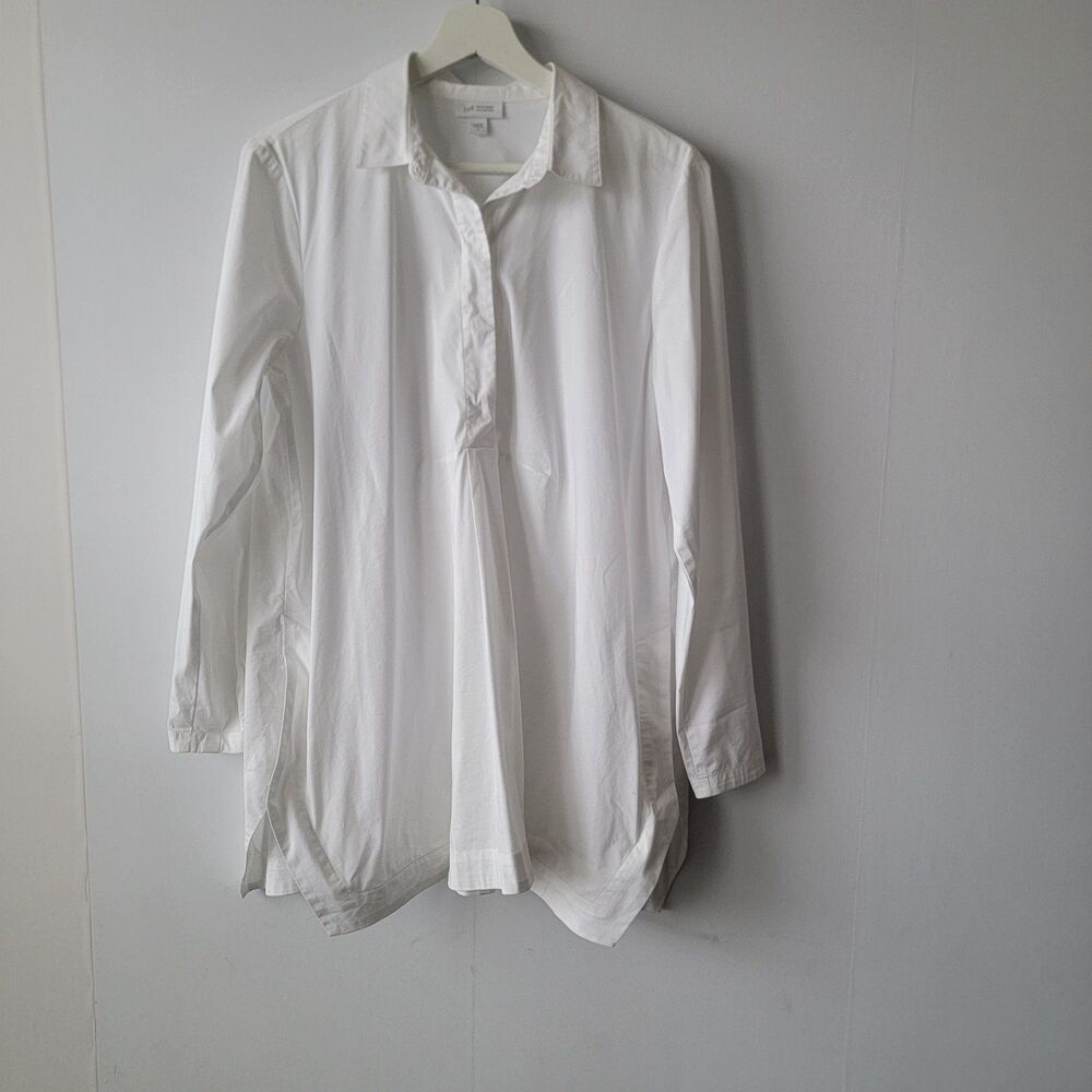 J.Jill white shirt collection women's size s unic top popover‎ long sleeve